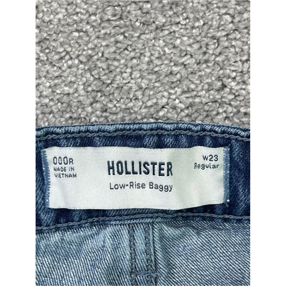 Hollister Jeans Women's 23 Blue Baggy Wide Leg Low Rise Medium Wash Denim - Picture 5 of 11